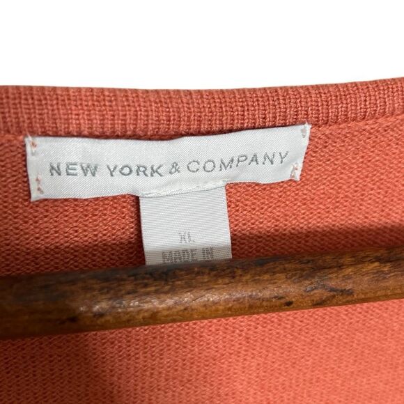 New York & Company Ruffle Neck Button Detail Long Sleeve Sweater Rust Size XL - Picture 7 of 10